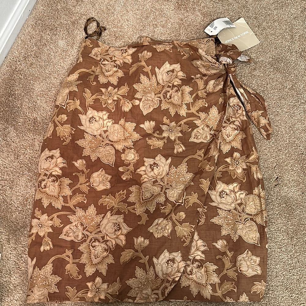 Straight line skirt with wrap front